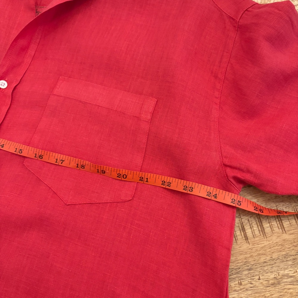 Frank & Eileen Megan Maxi Shirtdress OS Washed Linen Summer Red Button Americana - Picture 12 of 12